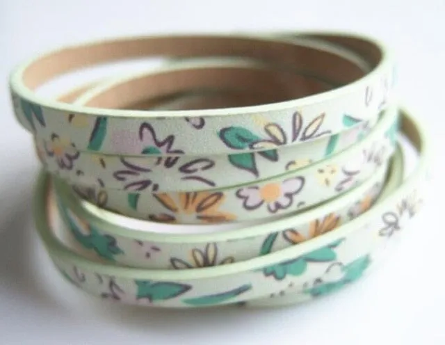 1 Meter Chinoiserie Flat Flower PU Leather Cord For Bracelet Necklace Anklet Making Rope DIY Fashion Jewelry Findings 5*2mm