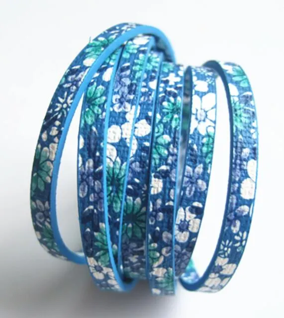 1 Meter Chinoiserie Flat Flower PU Leather Cord For Bracelet Necklace Anklet Making Rope DIY Fashion Jewelry Findings 5*2mm