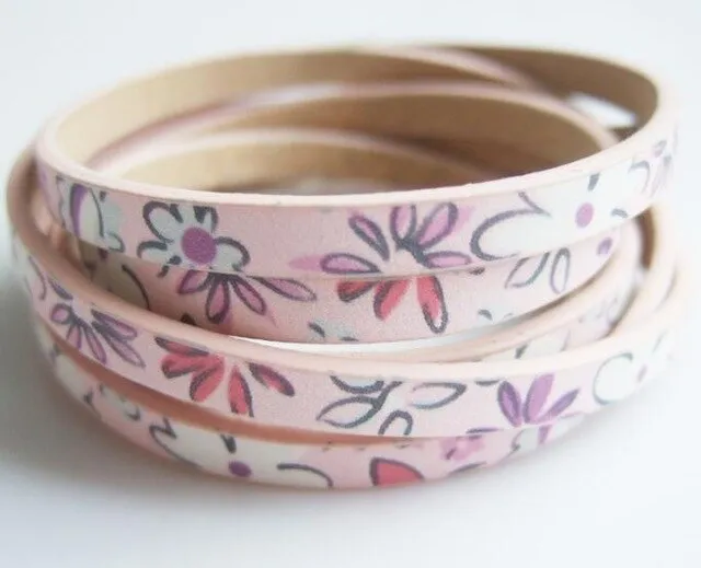 1 Meter Chinoiserie Flat Flower PU Leather Cord For Bracelet Necklace Anklet Making Rope DIY Fashion Jewelry Findings 5*2mm