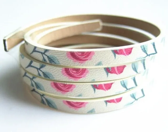 1 Meter Chinoiserie Flat Flower PU Leather Cord For Bracelet Necklace Anklet Making Rope DIY Fashion Jewelry Findings 5*2mm