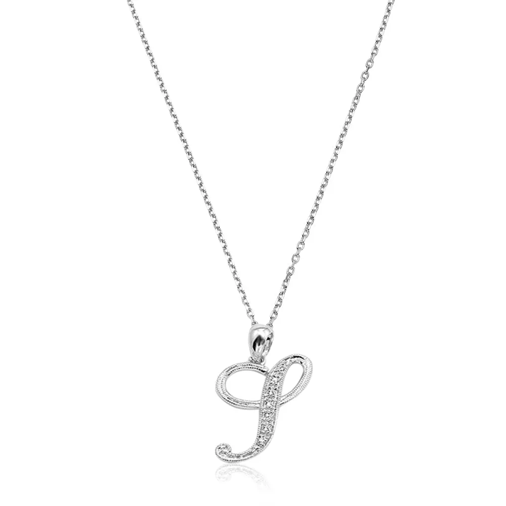 10k Gold Diamond Script Initial Necklace
