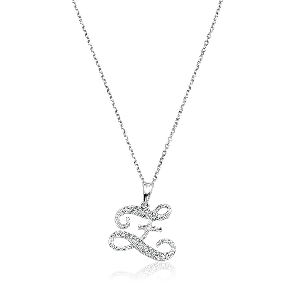 10k Gold Diamond Script Initial Necklace