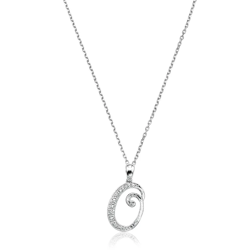 10k Gold Diamond Script Initial Necklace