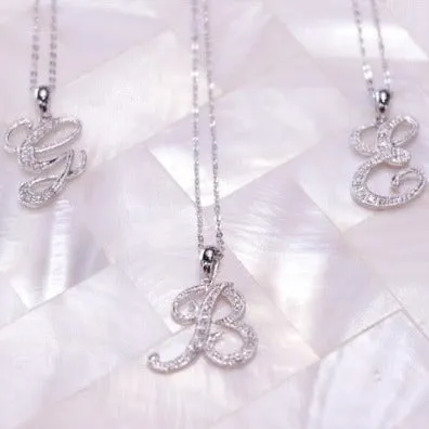 10k Gold Diamond Script Initial Necklace