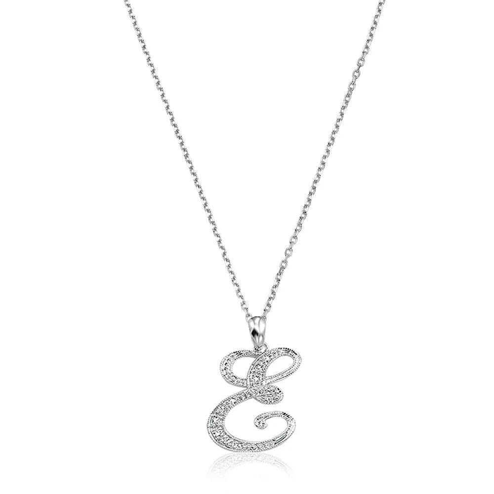 10k Gold Diamond Script Initial Necklace