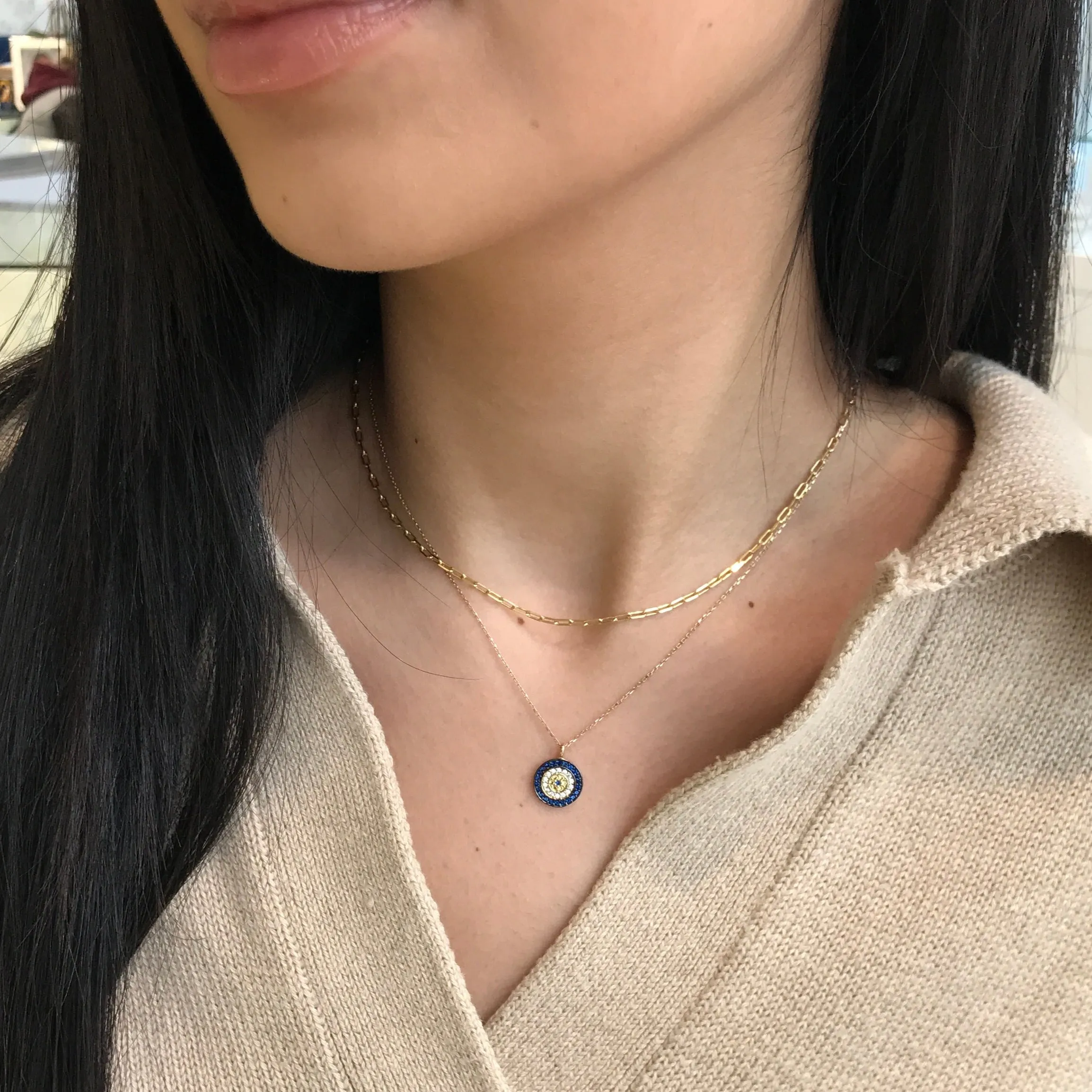 10k Yellow Gold Evil Eye CZ Necklace