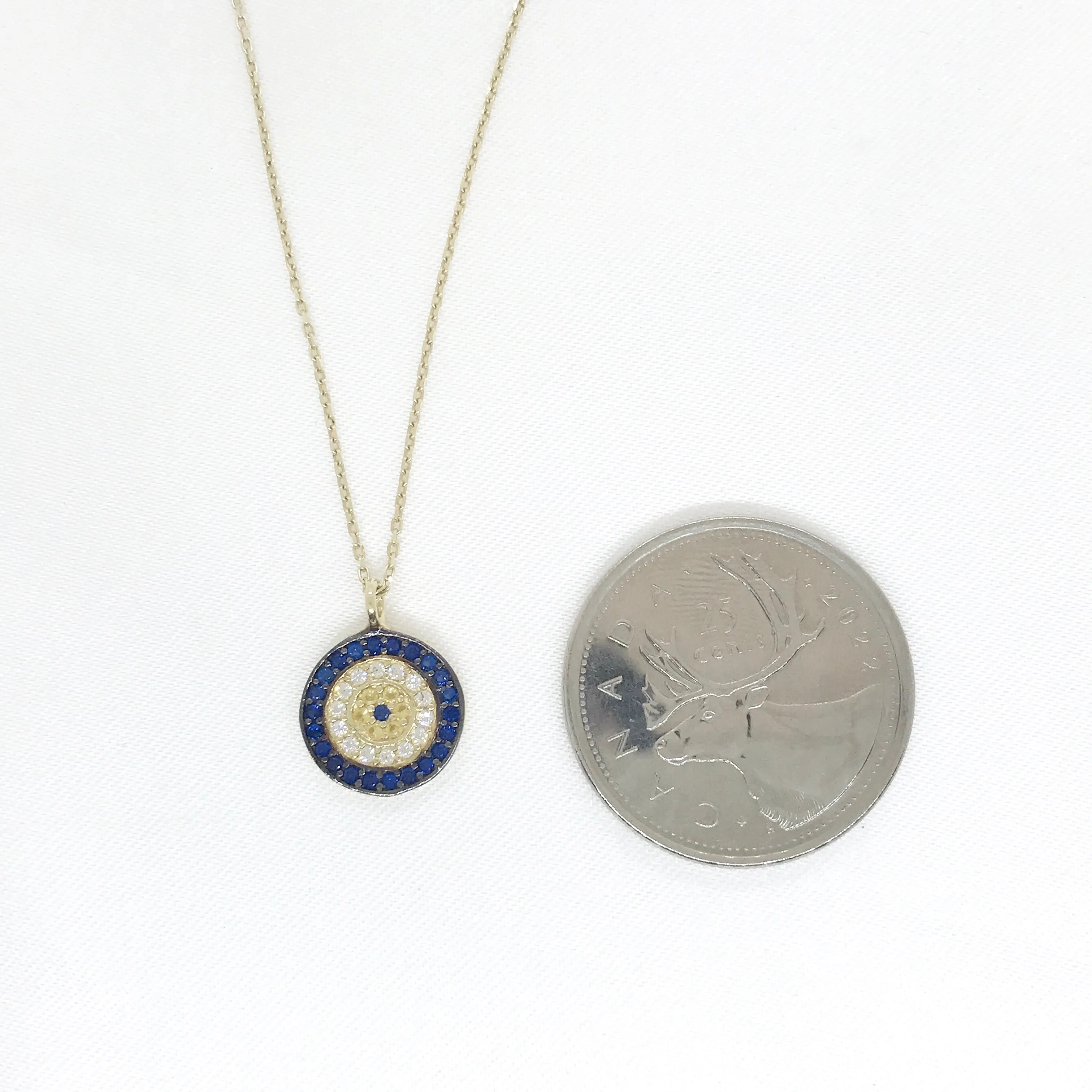 10k Yellow Gold Evil Eye CZ Necklace