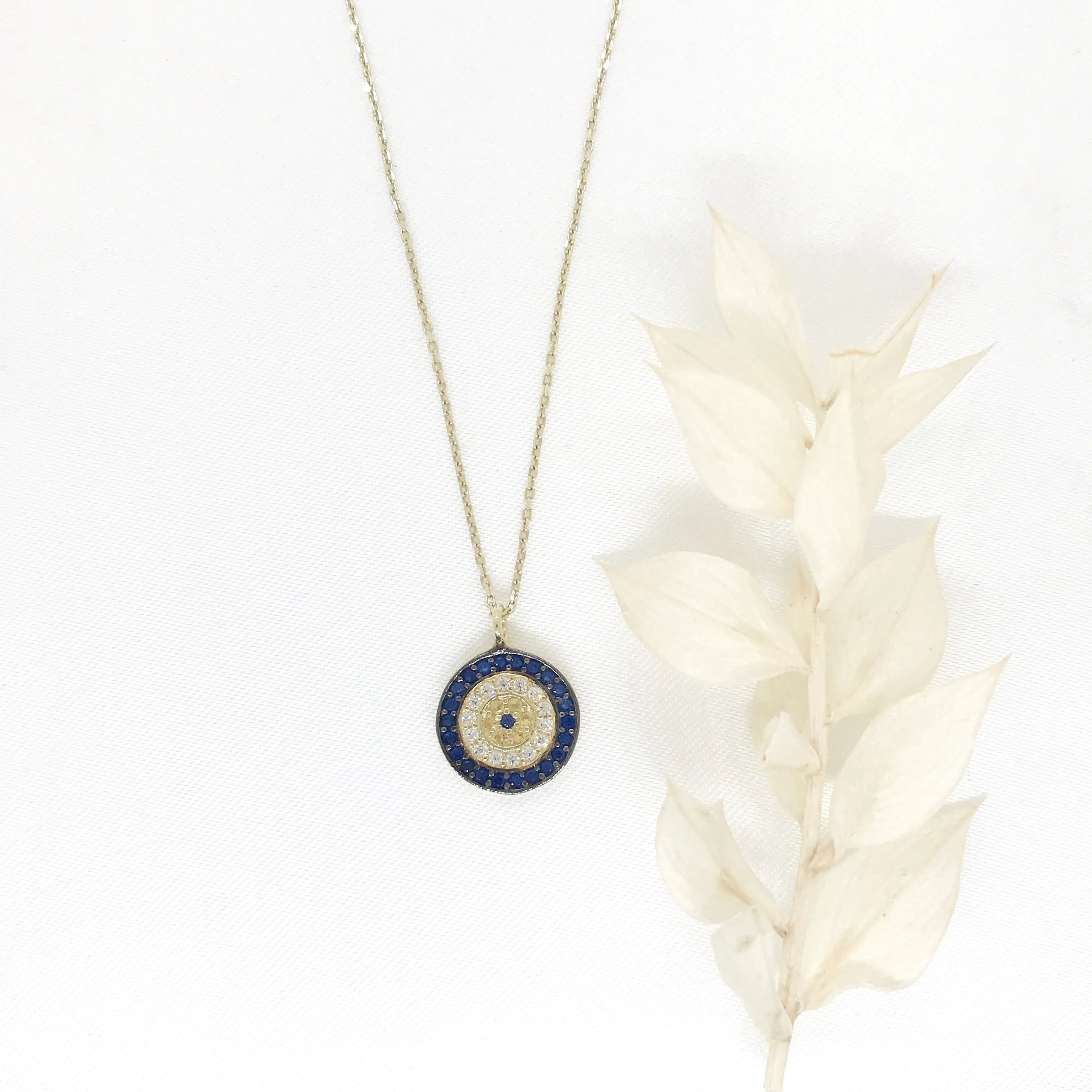 10k Yellow Gold Evil Eye CZ Necklace