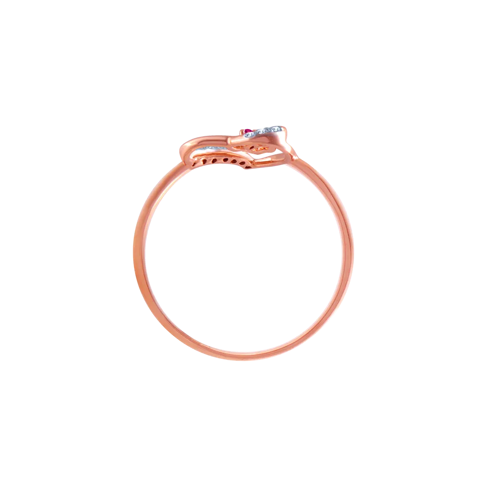 14k (585) Rose Gold And Diamond Ring For Women