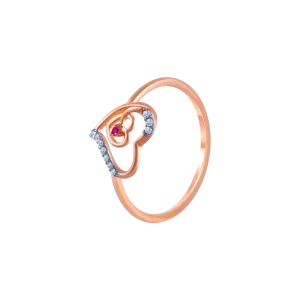14k (585) Rose Gold And Diamond Ring For Women
