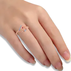 14k (585) Rose Gold And Diamond Ring For Women