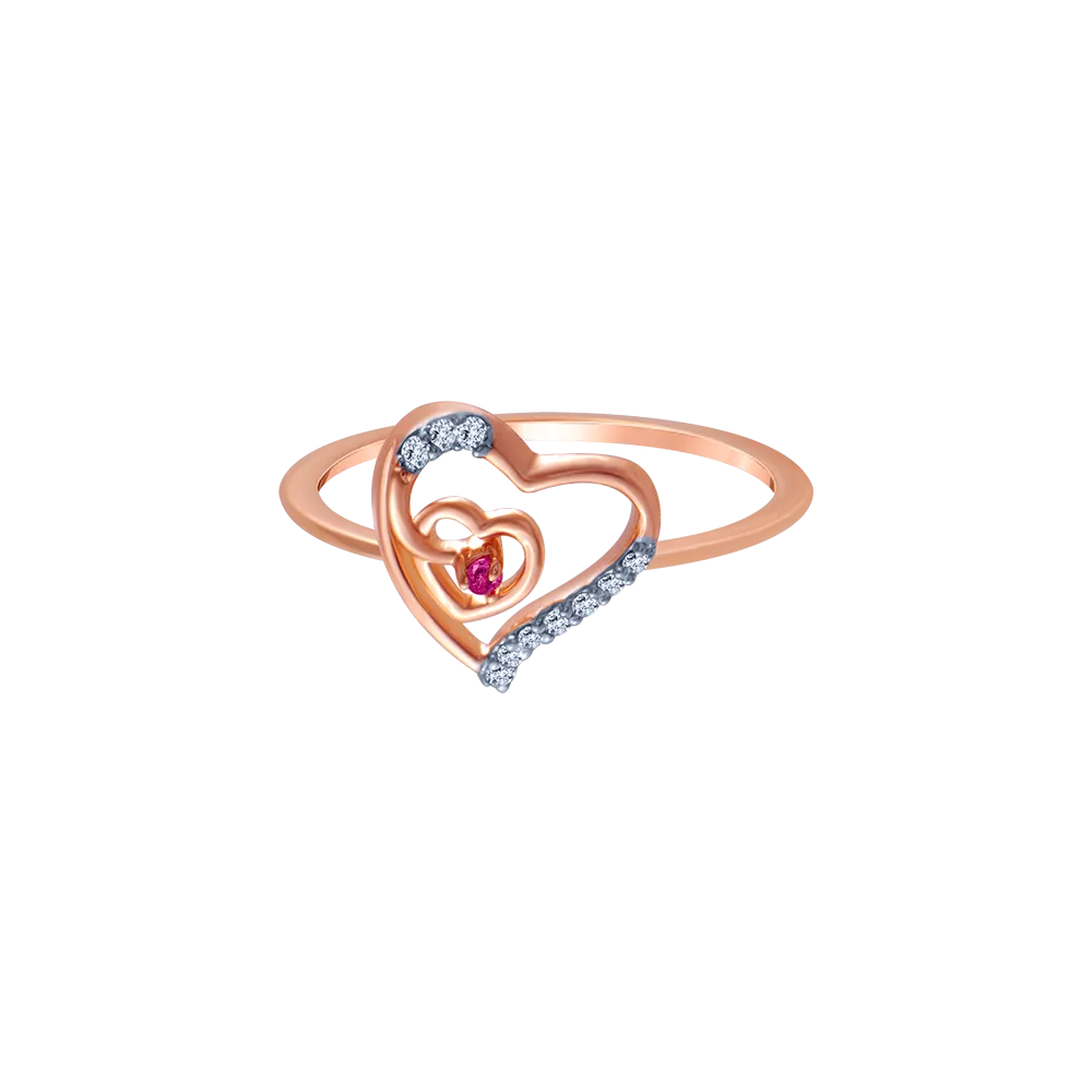 14k (585) Rose Gold And Diamond Ring For Women