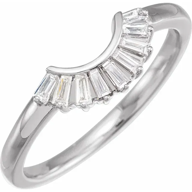 14K Gold 1/4 CTW Natural Diamond Deco Style Contour Band