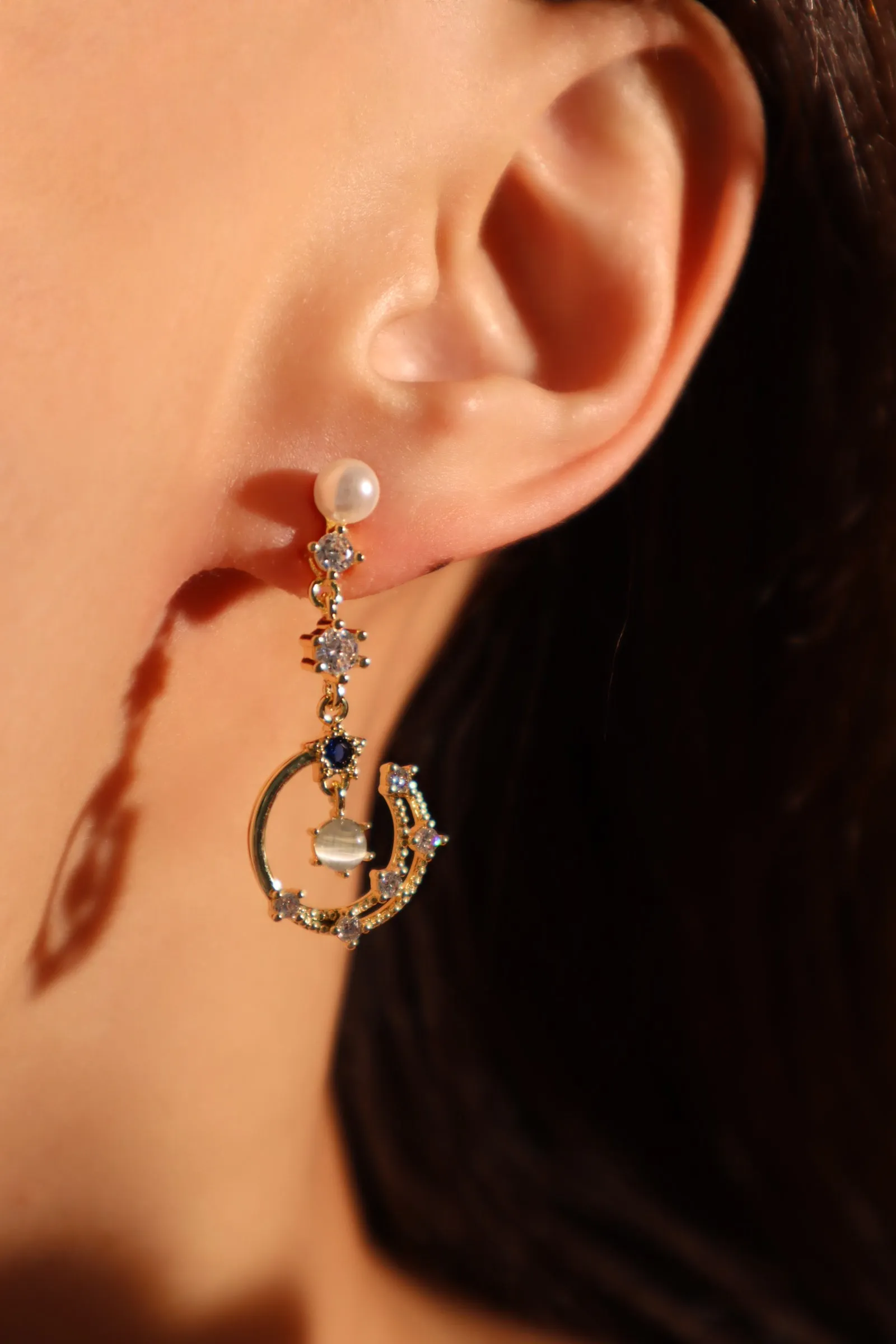 14K Gold Moonlight Dangle Earrings