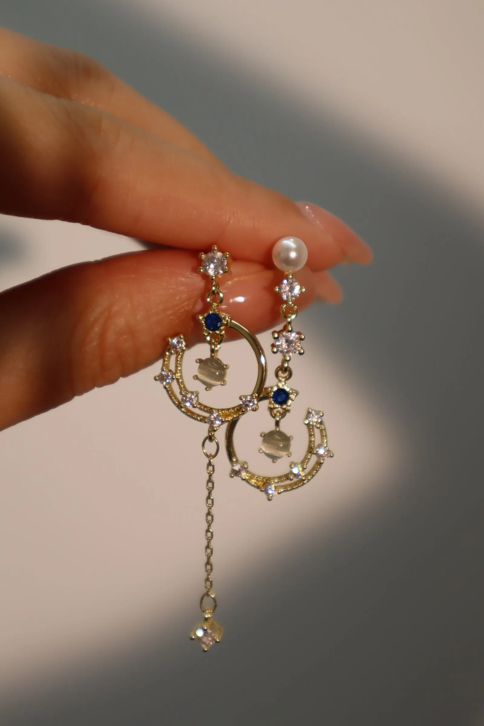 14K Gold Moonlight Dangle Earrings