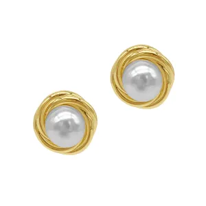 14k Gold Plated Pearl Framed Earrings