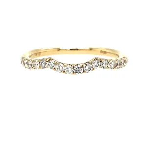 14K Yellow Gold Curved Natural Diamonds Band