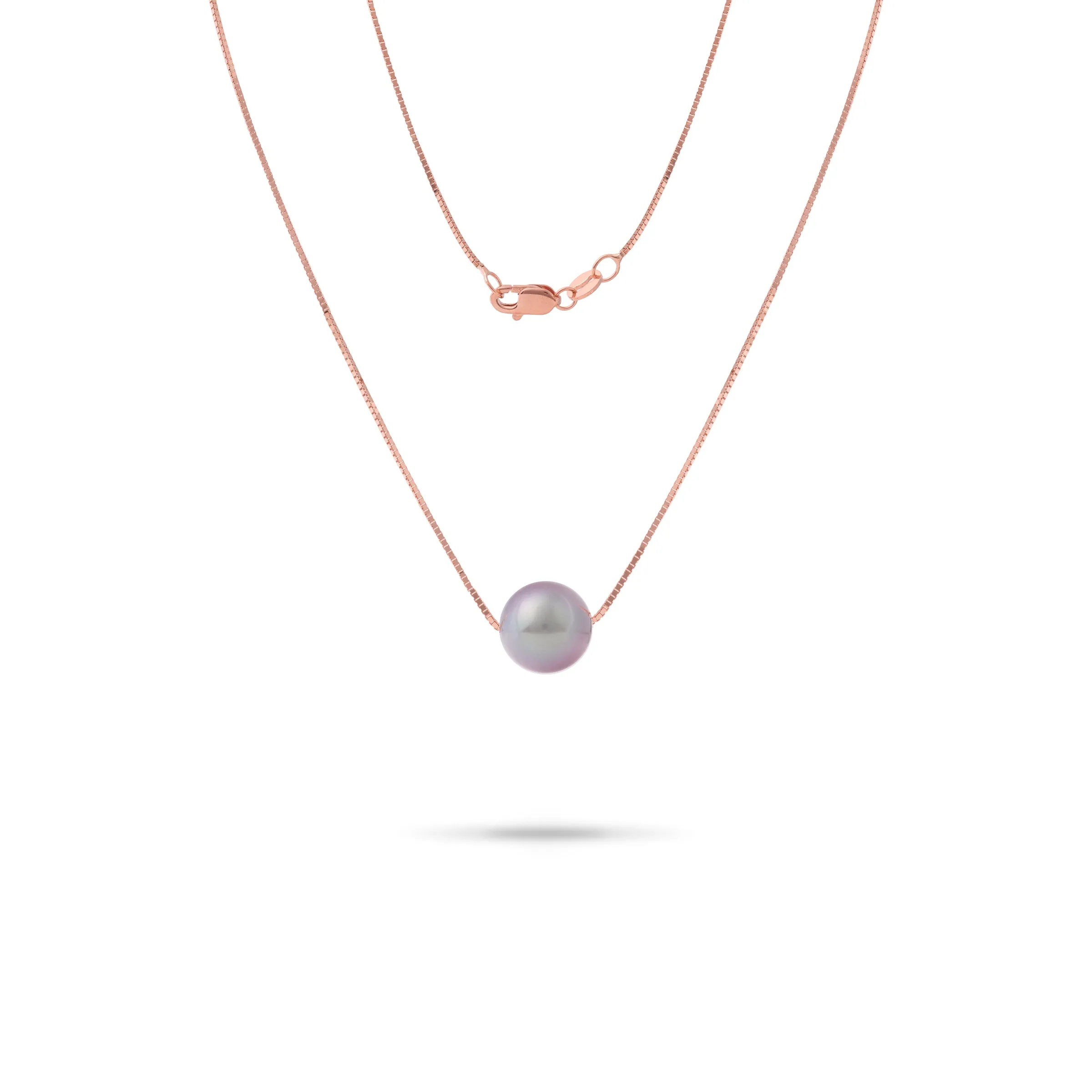 16-18" Adjustable Freshwater Lilac Pearl Necklace in Rose Gold - 9-10mm