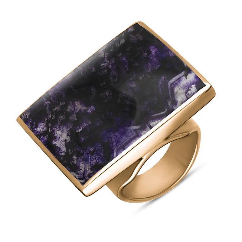18ct Rose Gold Blue John King's Coronation Hallmark Large Square Ring D