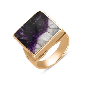 18ct Rose Gold Blue John King's Coronation Hallmark Small Square Ring D