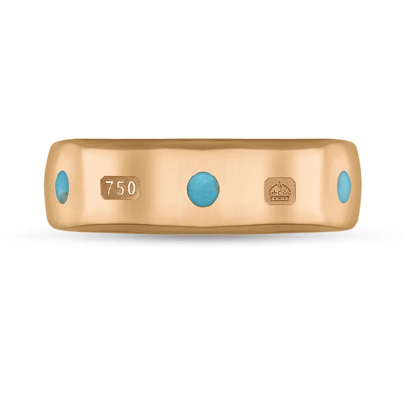 18ct Rose Gold Turquoise King's Coronation Hallmark 6mm Ring D