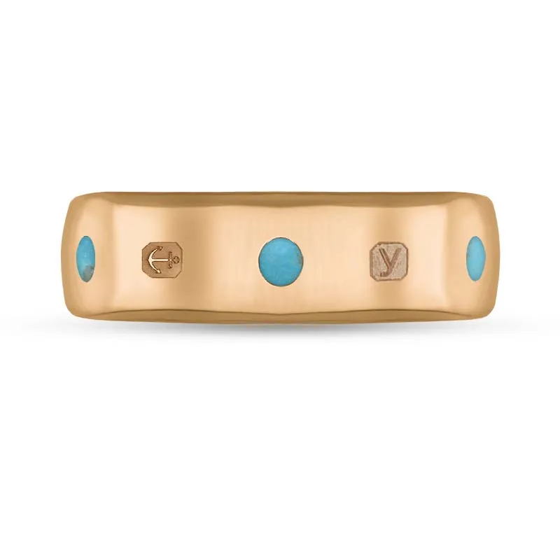 18ct Rose Gold Turquoise King's Coronation Hallmark 6mm Ring D