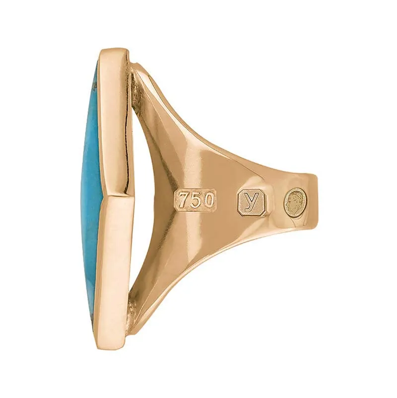 18ct Rose Gold Turquoise King's Coronation Hallmark Medium Rhombus Ring D