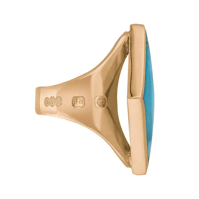 18ct Rose Gold Turquoise King's Coronation Hallmark Medium Rhombus Ring D