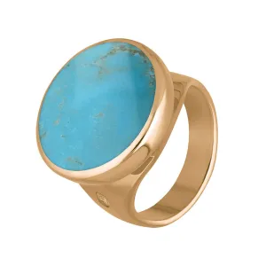 18ct Rose Gold Turquoise King's Coronation Hallmark Small Round Ring D