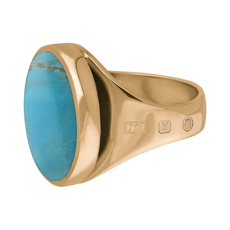 18ct Rose Gold Turquoise King's Coronation Hallmark Small Round Ring D