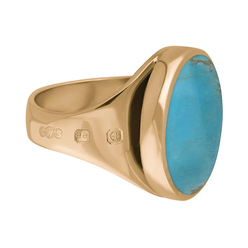 18ct Rose Gold Turquoise King's Coronation Hallmark Small Round Ring D