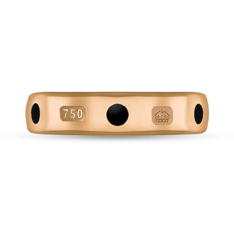 18ct Rose Gold Whitby Jet King's Coronation Hallmark 5mm Ring D