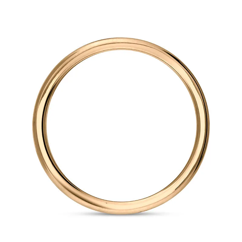 18ct Rose Gold Whitby Jet King's Coronation Hallmark 5mm Ring D
