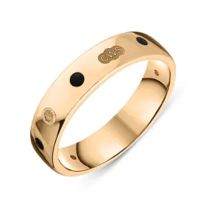 18ct Rose Gold Whitby Jet King's Coronation Hallmark 5mm Ring D