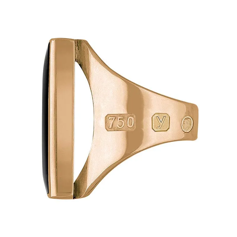 18ct Rose Gold Whitby Jet King's Coronation Hallmark Medium Square Ring D