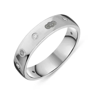 18ct White Gold 0.15ct Diamond King's Coronation Hallmark 5mm Ring D