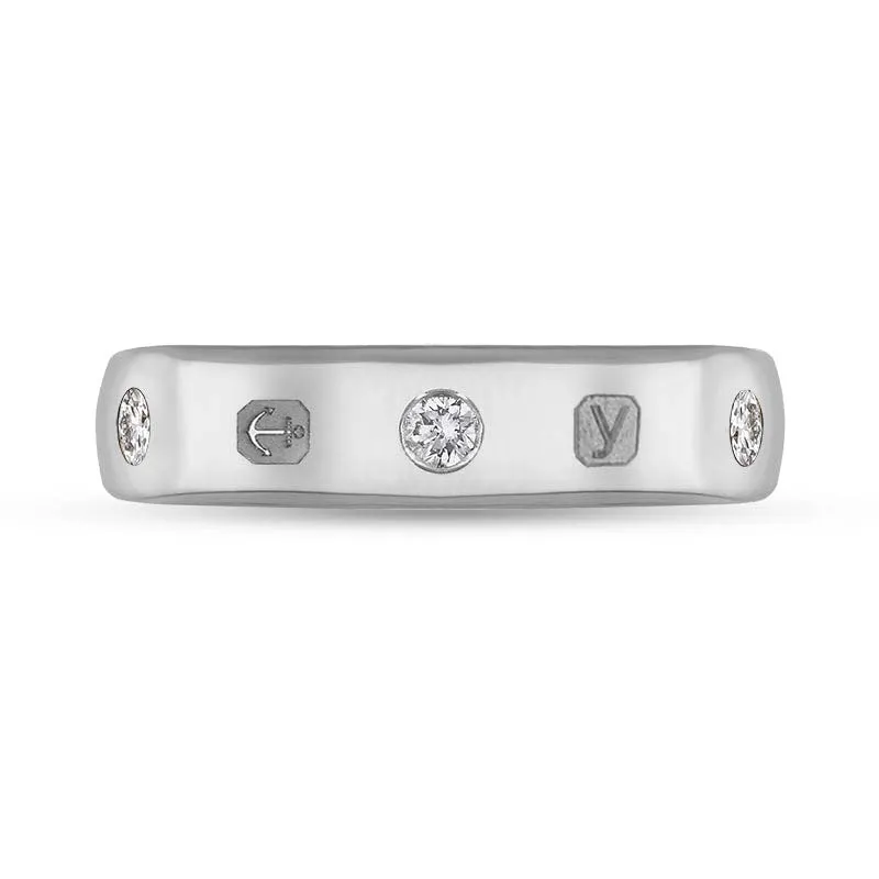 18ct White Gold 0.15ct Diamond King's Coronation Hallmark 5mm Ring D