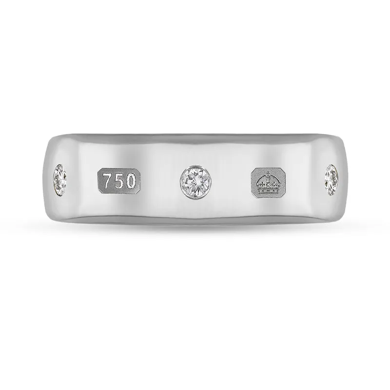 18ct White Gold 0.18ct Diamond King's Coronation Hallmark 6mm Ring D