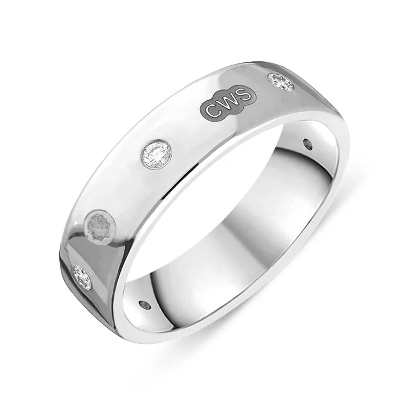 18ct White Gold 0.18ct Diamond King's Coronation Hallmark 6mm Ring D