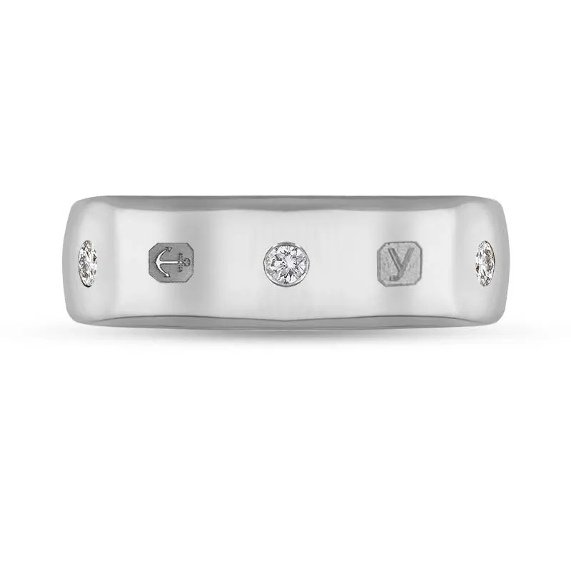 18ct White Gold 0.18ct Diamond King's Coronation Hallmark 6mm Ring D