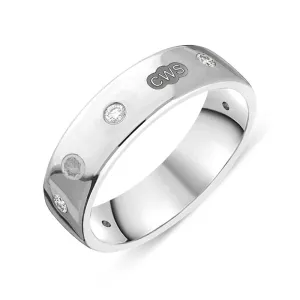 18ct White Gold 0.18ct Diamond King's Coronation Hallmark 6mm Ring D