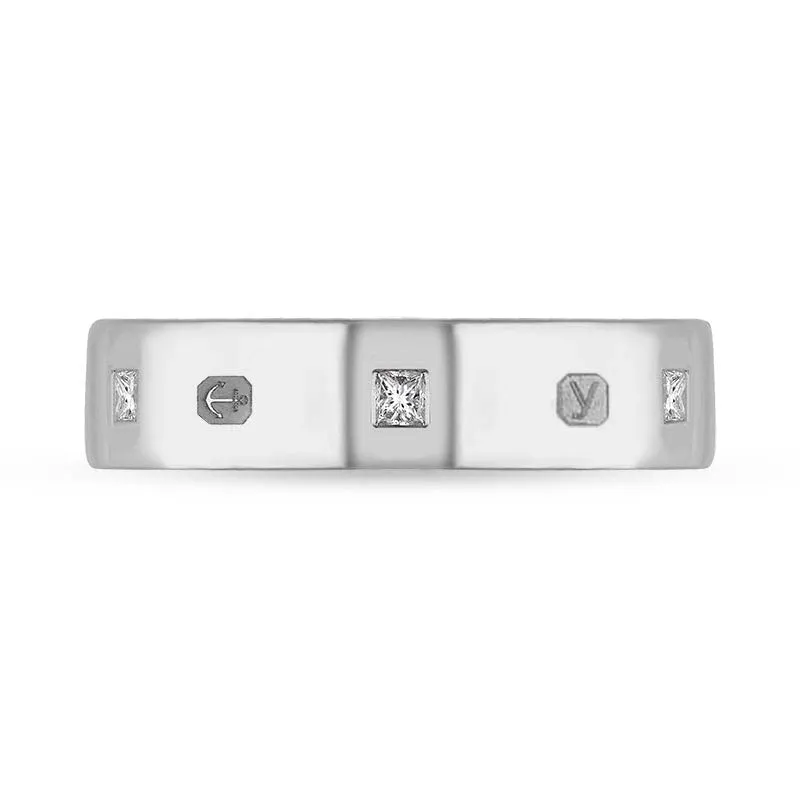 18ct White Gold 0.24ct Diamond King's Coronation Hallmark Princess Cut 5mm Ring D