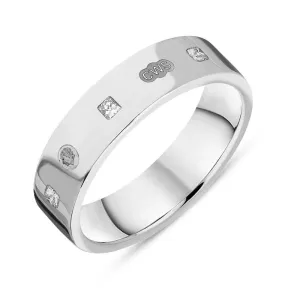 18ct White Gold 0.24ct Diamond King's Coronation Hallmark Princess Cut 5mm Ring D