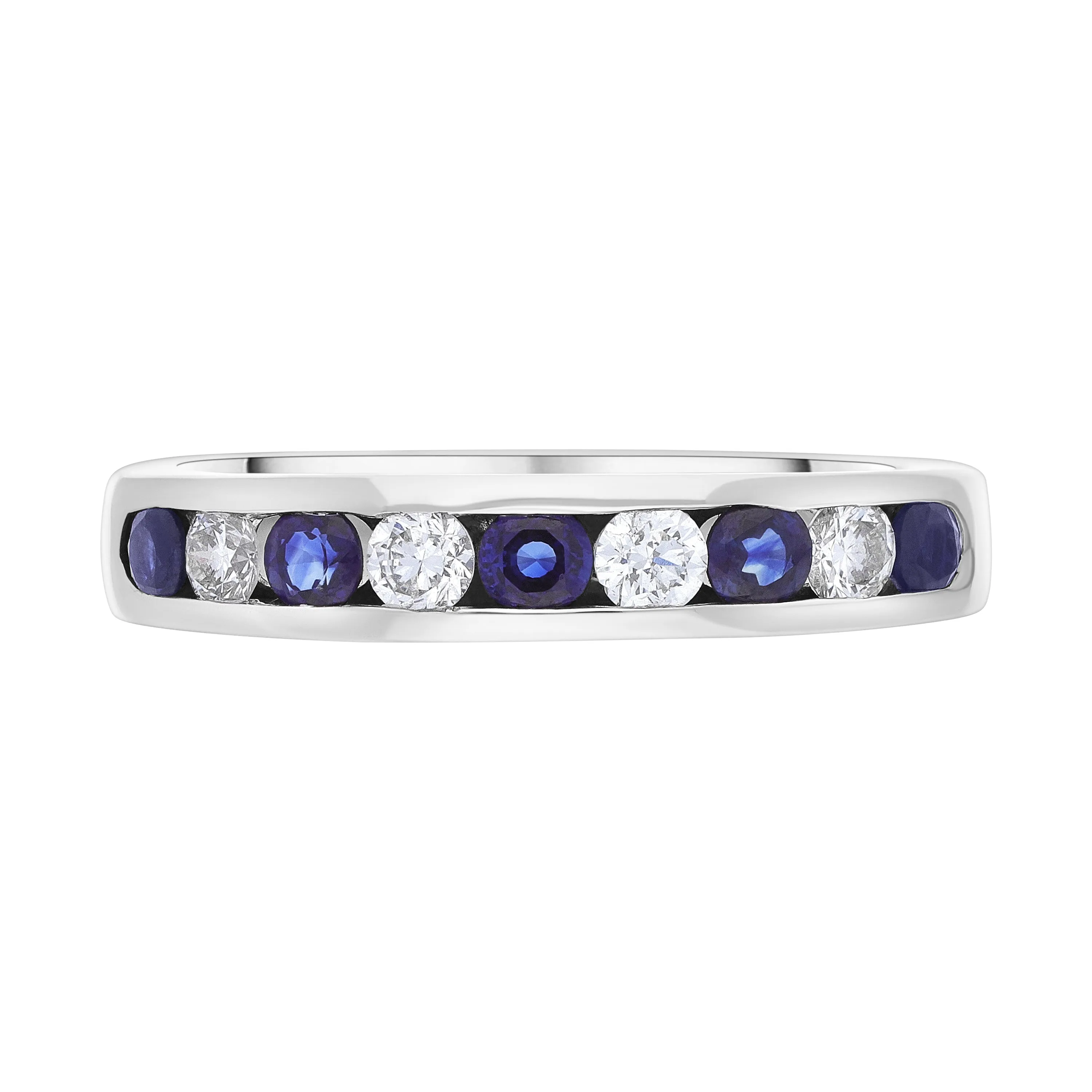 18ct White Gold 0.48ct Sapphire 0.26ct Diamond Channel Set Half Eternity Ring