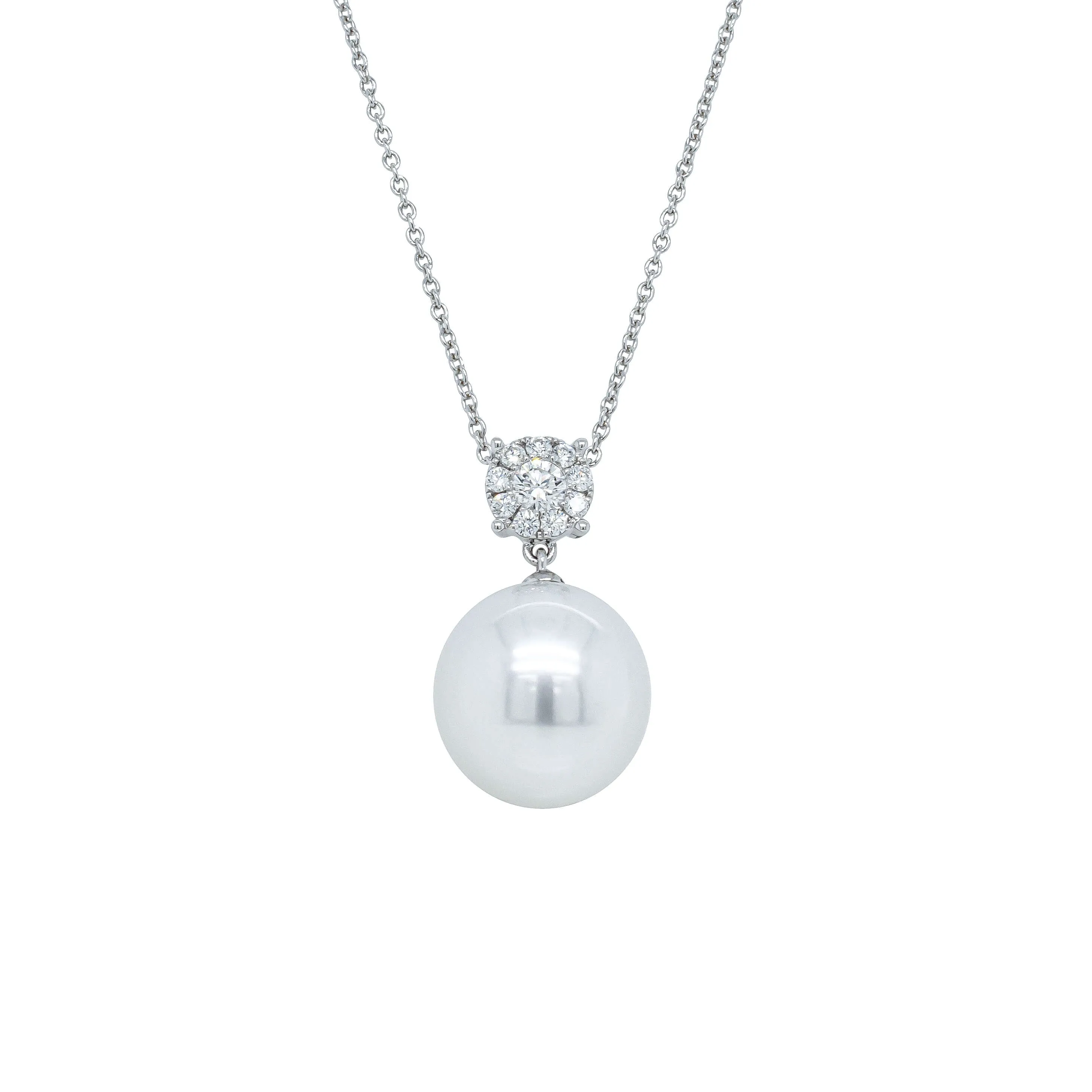 18ct White Gold 13.4mm South Sea Pearl & Diamond Galaxy Necklace