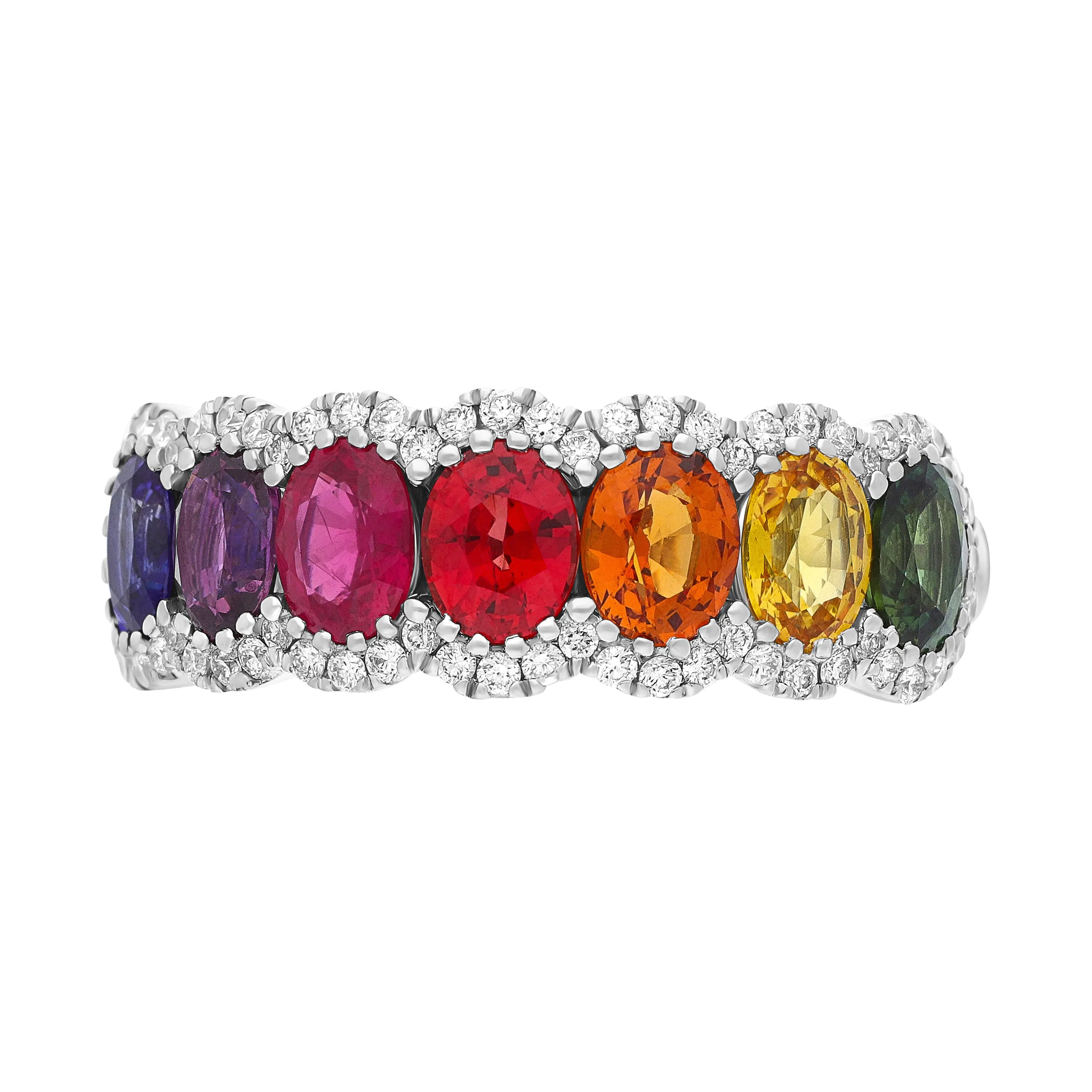 18ct White Gold 2.14ct Sapphire 0.23ct Diamond Half Eternity Ring