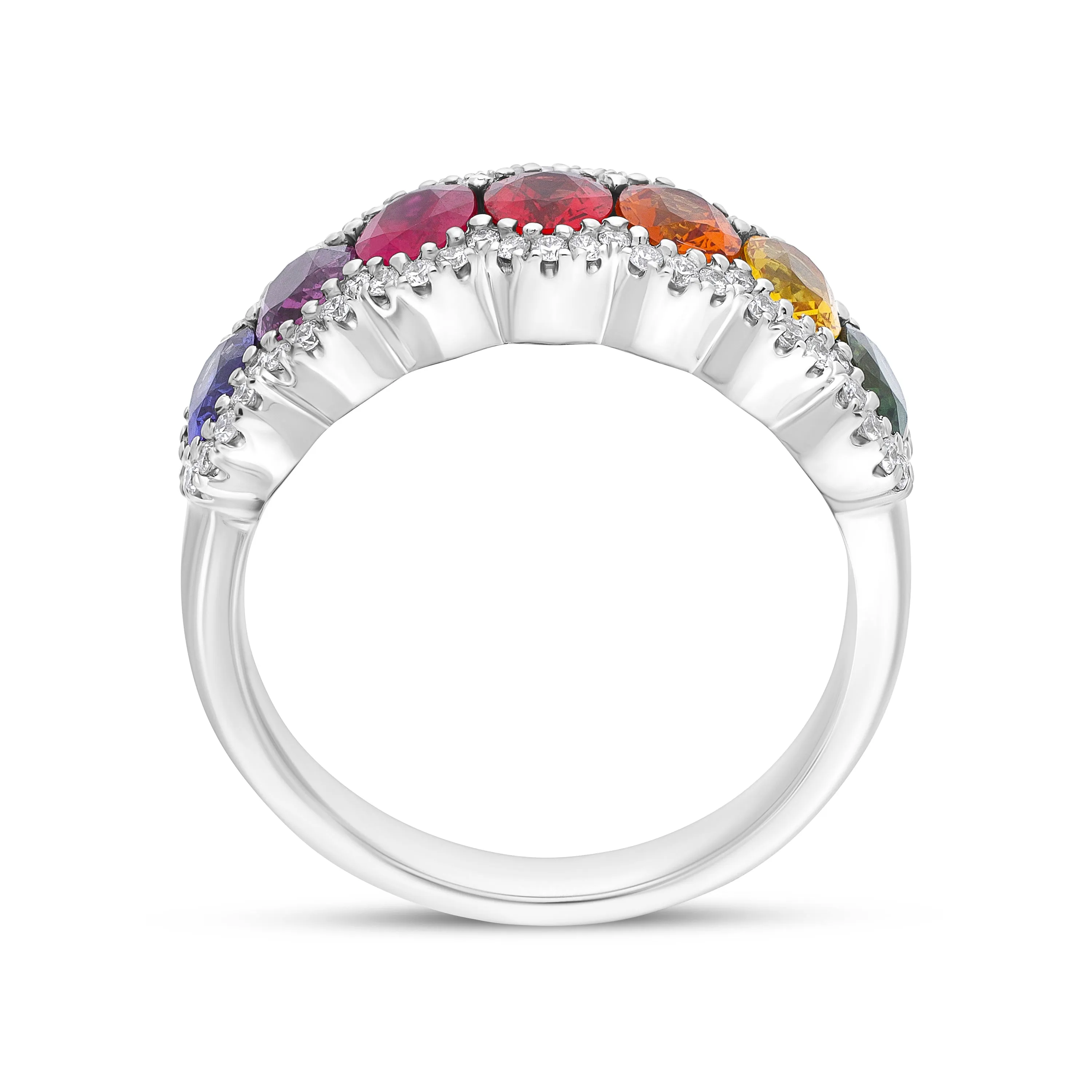 18ct White Gold 2.14ct Sapphire 0.23ct Diamond Half Eternity Ring