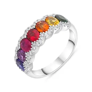 18ct White Gold 2.14ct Sapphire 0.23ct Diamond Half Eternity Ring