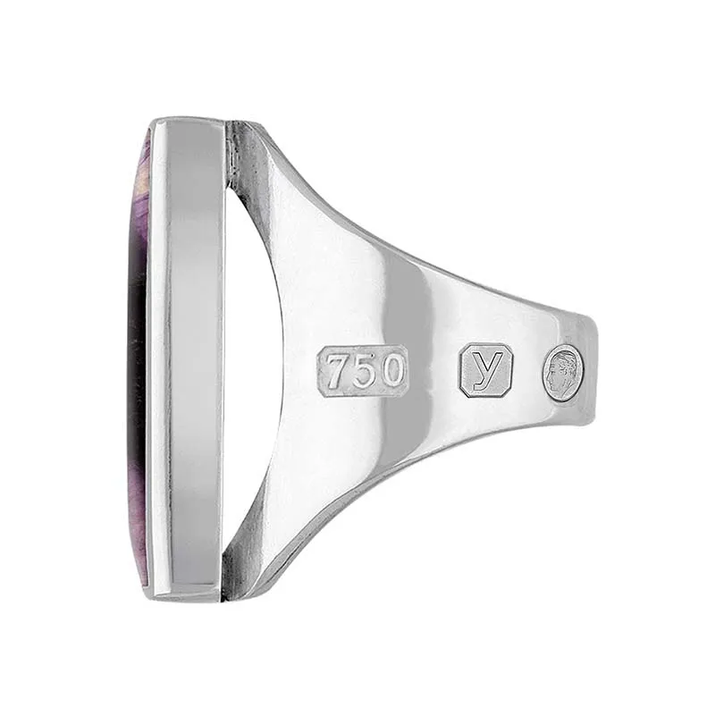 18ct White Gold Blue John King's Coronation Hallmark Medium Square Ring D