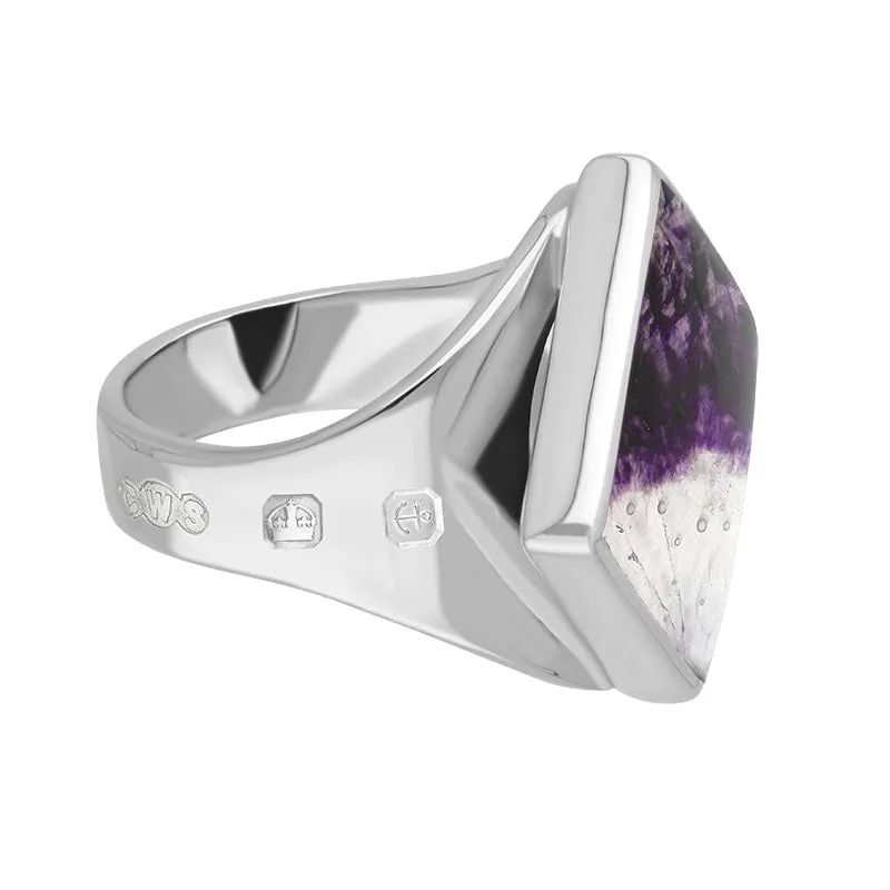 18ct White Gold Blue John King's Coronation Hallmark Small Rhombus Ring D
